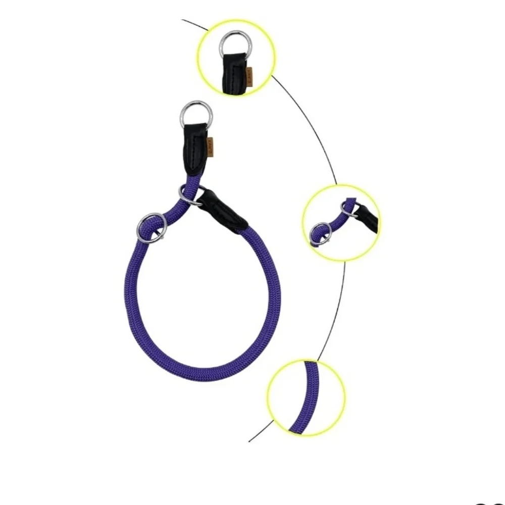 NWT Aiminto braided dog collar purple size medium adjustable O-ring